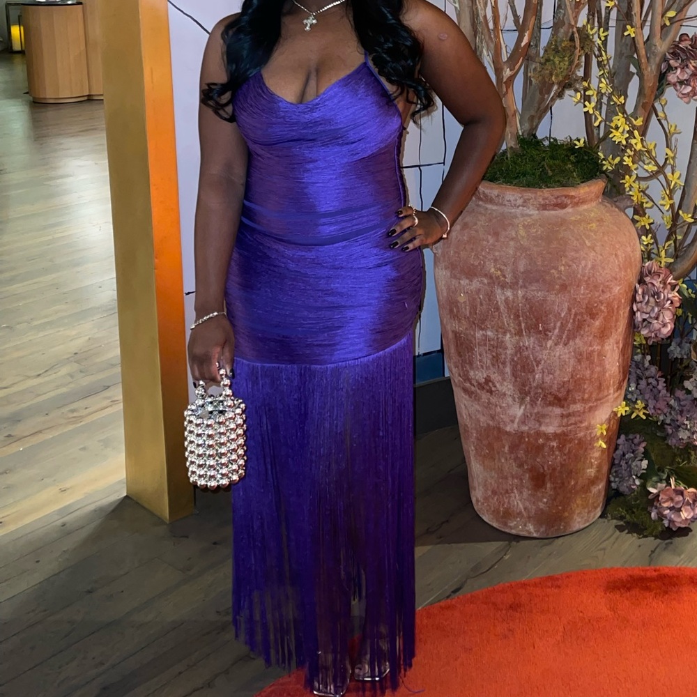 Asos purple fringe maxi dress
